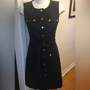 Chapter One Black Sleeveless Dress with Frontal Snaps and Belt - Size 10
